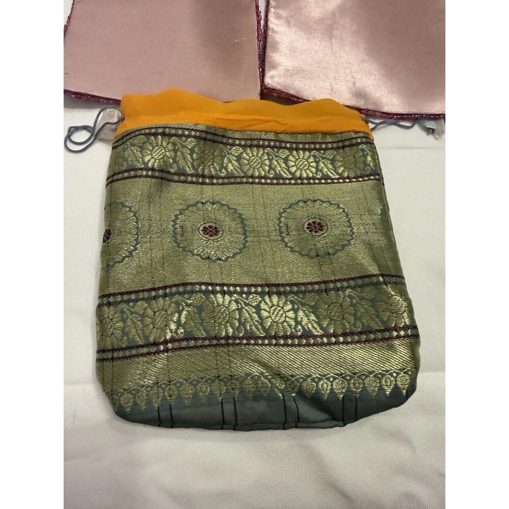 Beautiful Vintage Beaded Multi Colored Square Coasters In A Drawstring Bag.